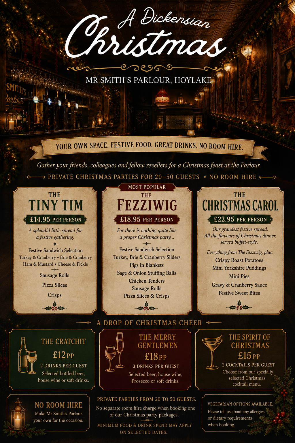 Dickensian Christmas party at Mr Smith's Parlour in Hoylake